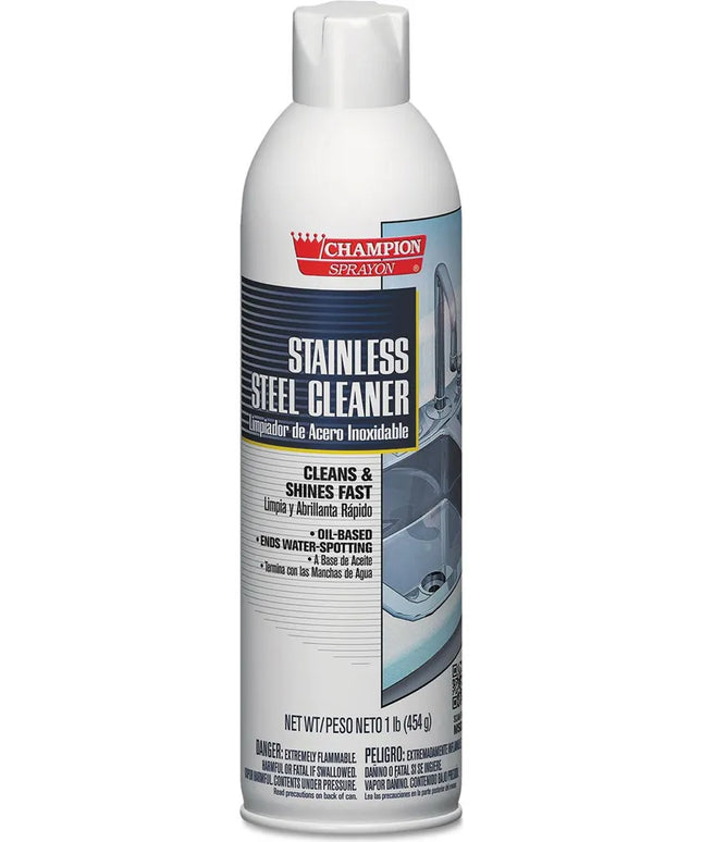 Champion Sprayon Stainless Steel Cleaner & Polish – 16 oz Aerosol, 12/Carton