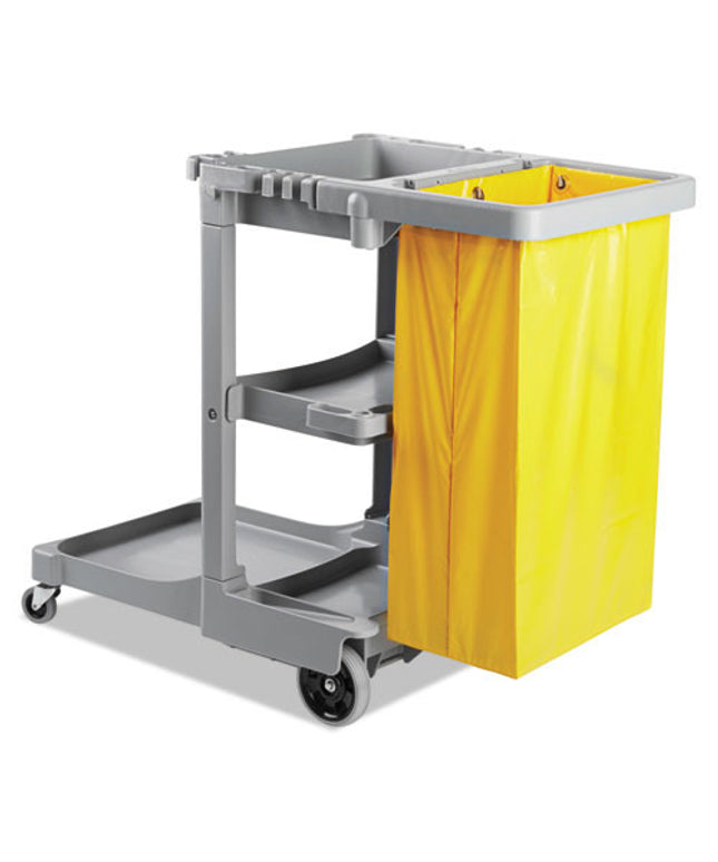 Commercial Janitor’s Cart, Three-Shelf Utility Design, 22×44×38 in, Gray
