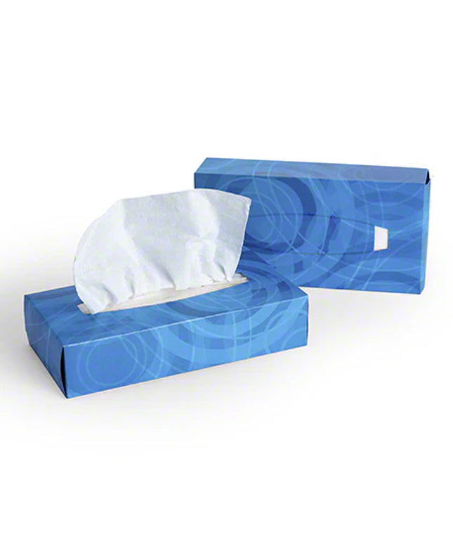 Facial Tissue, 2-Ply, White, Flat Box, 100 Sheets/Box, 30 Boxes/Carton