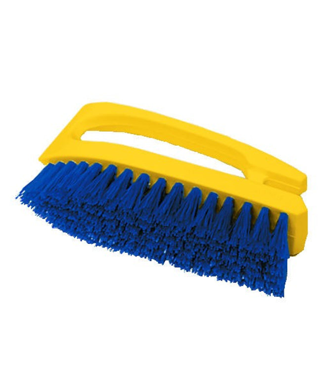 Heavy-Duty 6″ Hand & Nail Scrub Brush — Iron Handle, Yellow Block, Cobalt Bristles