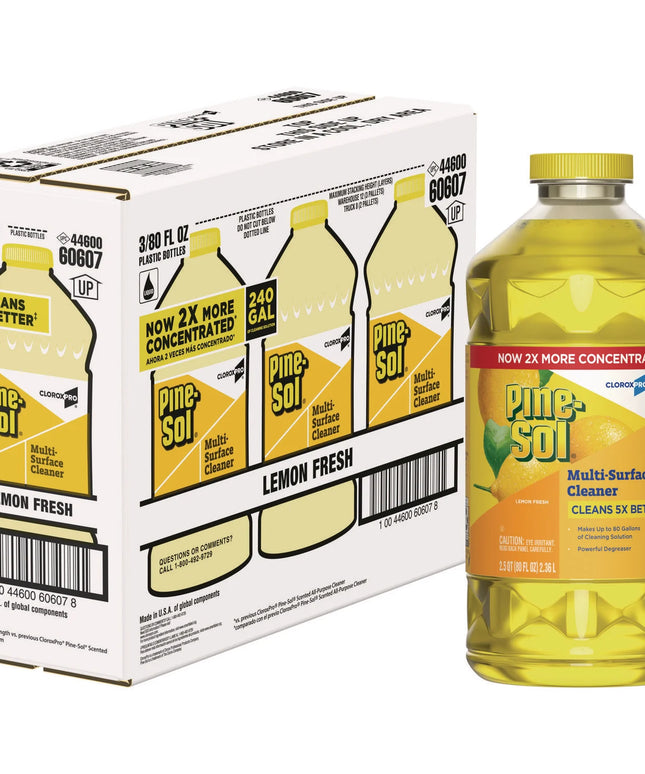 Pine-Sol Clorox Pro Surface Cleaner & Disinfectant, Concentrated Lemon Scent, 80oz, Case of 3