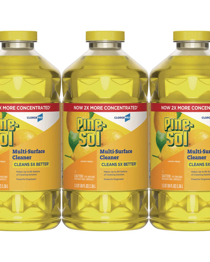 Pine-Sol Clorox Pro Surface Cleaner & Disinfectant, Concentrated Lemon Scent, 80oz, Case of 3