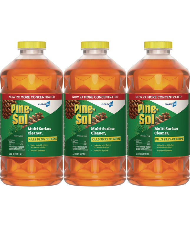 Pine-Sol Clorox Pro Surface Cleaner & Disinfectant, Concentrated Pine Scent, 80oz, Case of 3