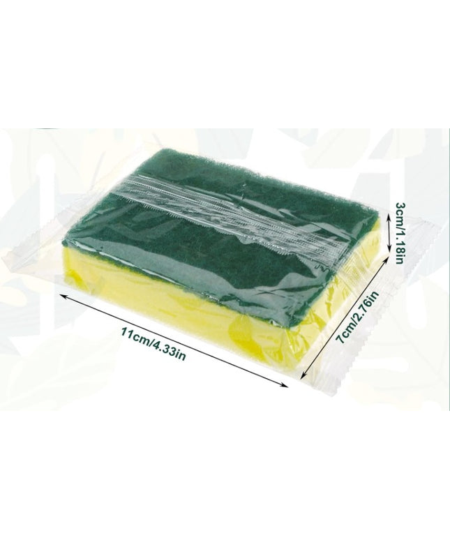 Hotel Half-Size Scrub Sponge, Yellow/Green, 40 Sponges per Pack